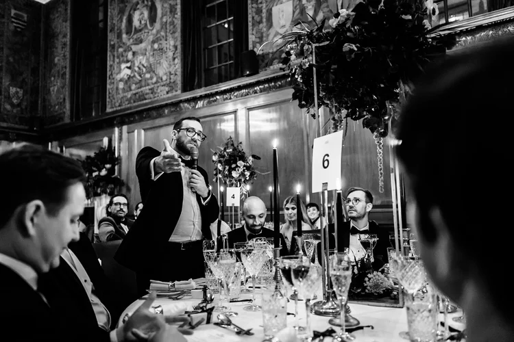 Joyful moments on the dancefloor at a Ned Hotel wedding reception