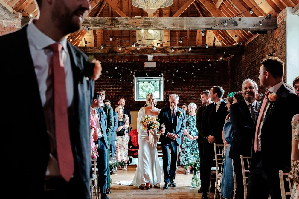 Wedding ceremony in the restored thatched barn at the Worstead Estate - 1