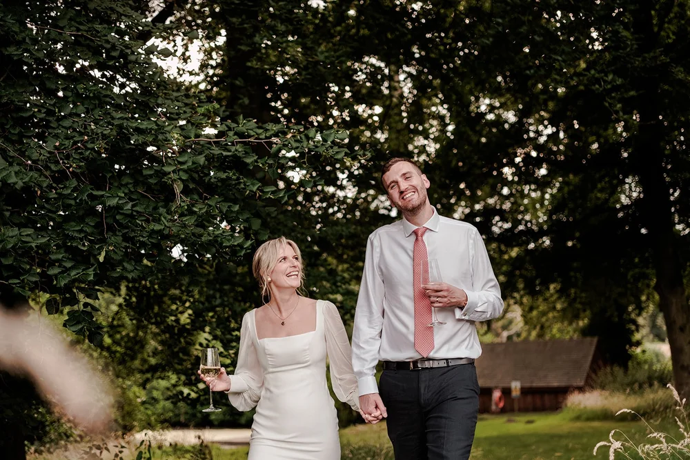 Lakeside couple portraits and wedding breakfast at the Worstead Estate - 9