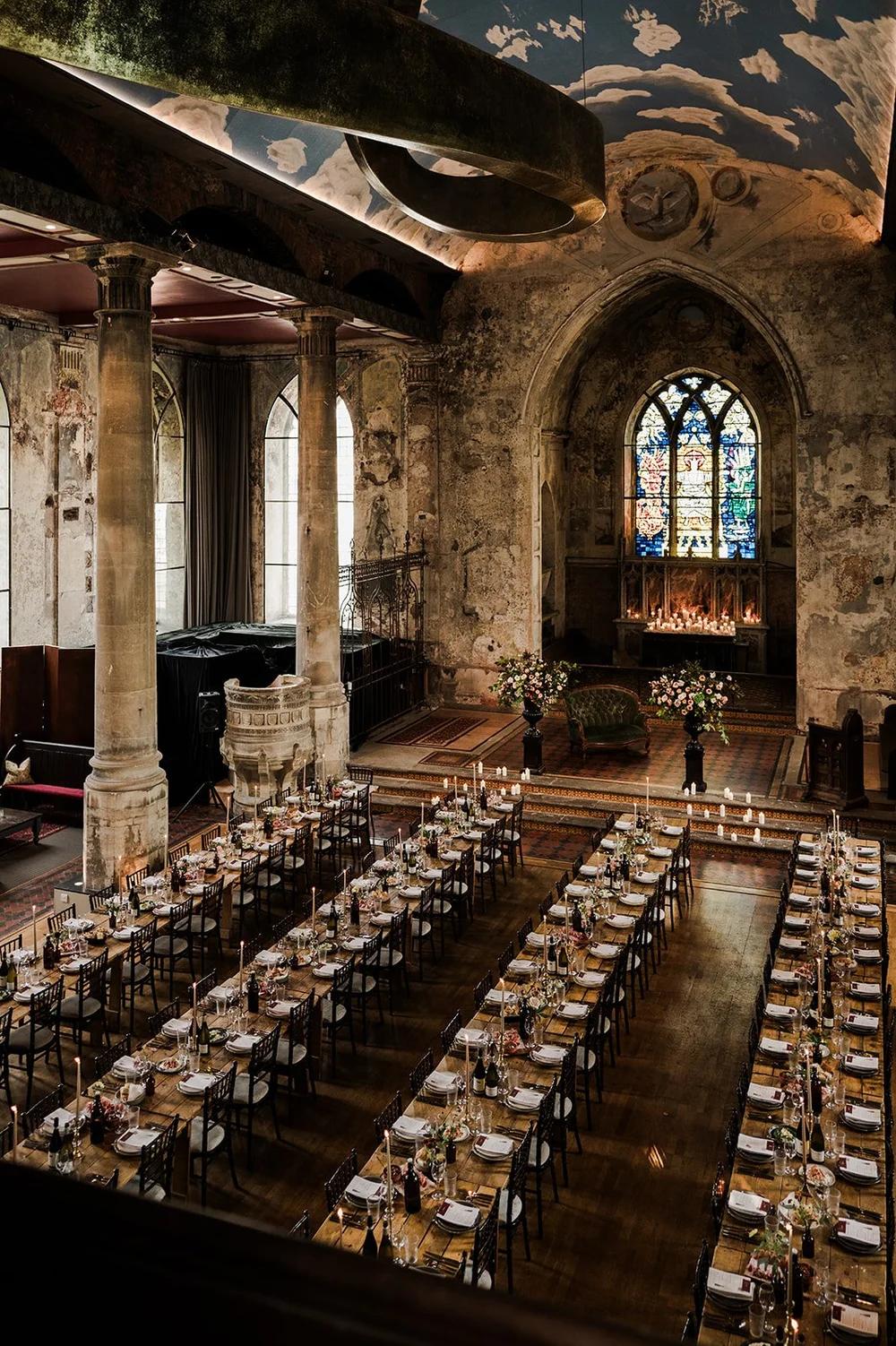 Guests in the vaulted crypt and walled garden at The Mount Without, Bristol - 2
