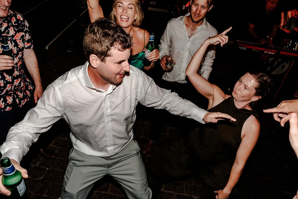 Full-tilt dancing at Rose and Frankie&rsquo;s Elmley wedding