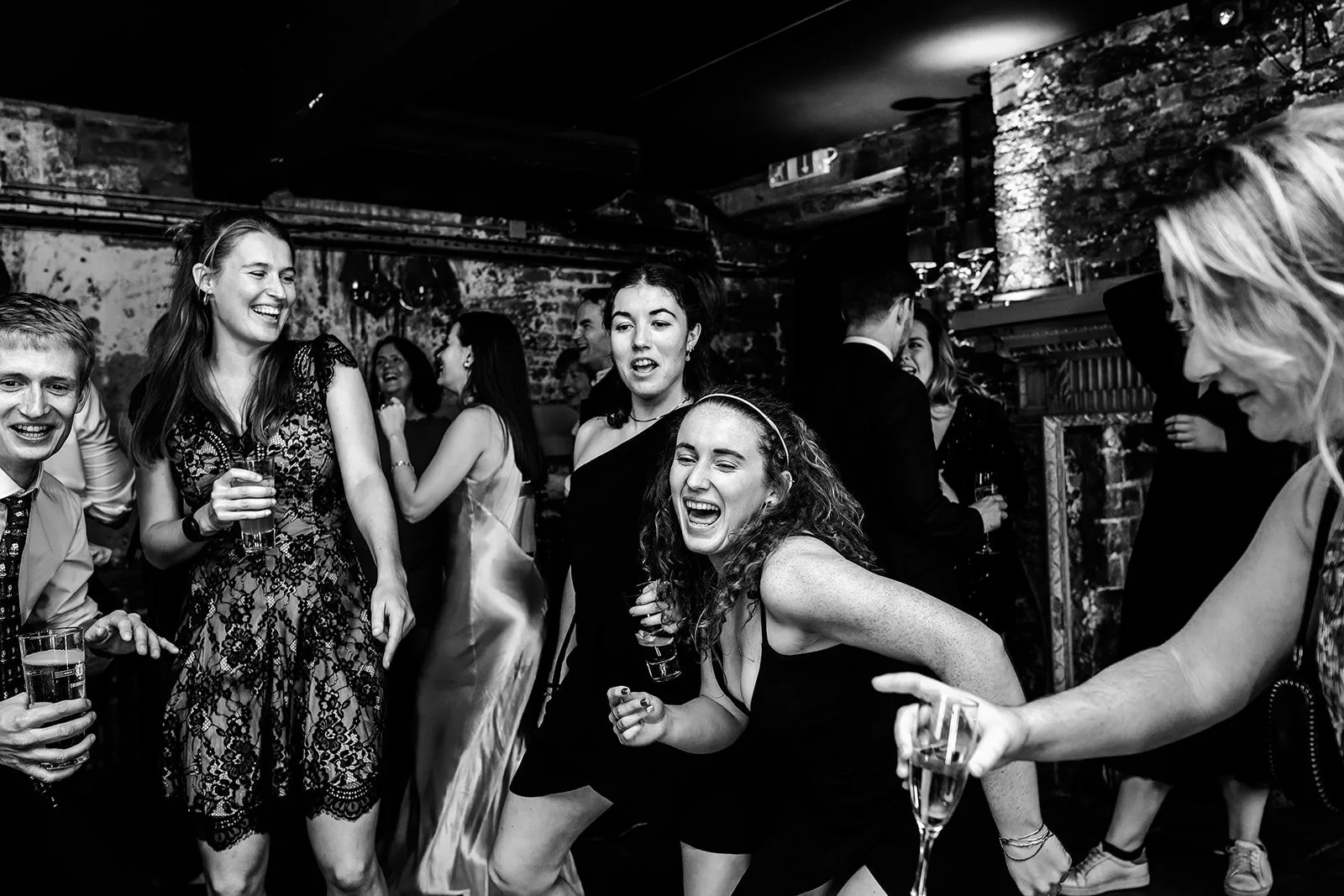Messy dancing at Lizzie and James's Brunswick House wedding