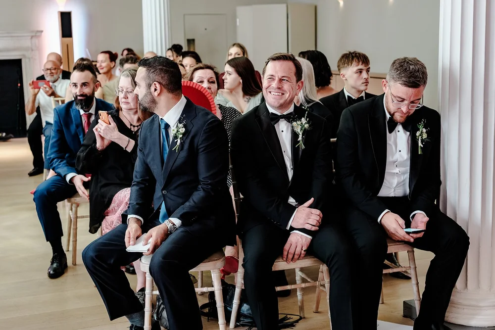 Guests gathering for the RSA House wedding in London