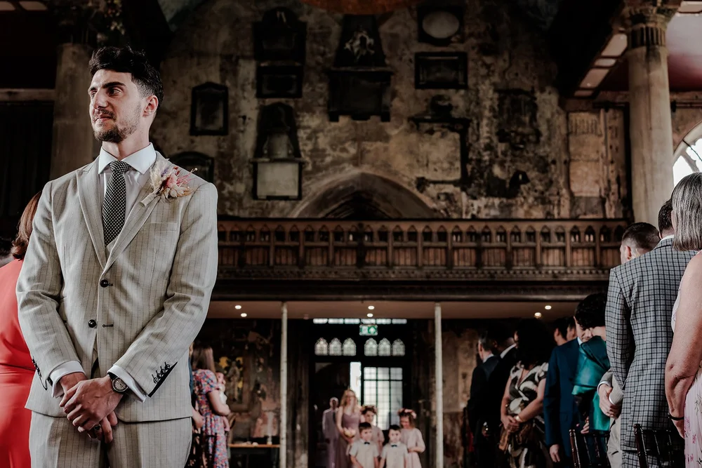 Olivia and Sam&rsquo;s wedding ceremony in the main hall at The Mount Without, Bristol - 2
