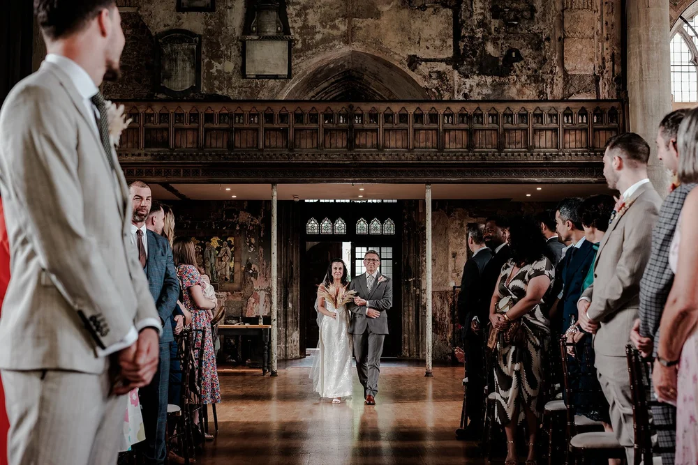 Olivia and Sam&rsquo;s wedding ceremony in the main hall at The Mount Without, Bristol - 3