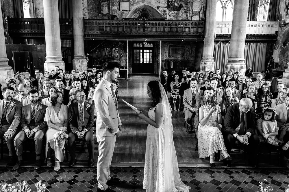Olivia and Sam&rsquo;s wedding ceremony in the main hall at The Mount Without, Bristol - 7
