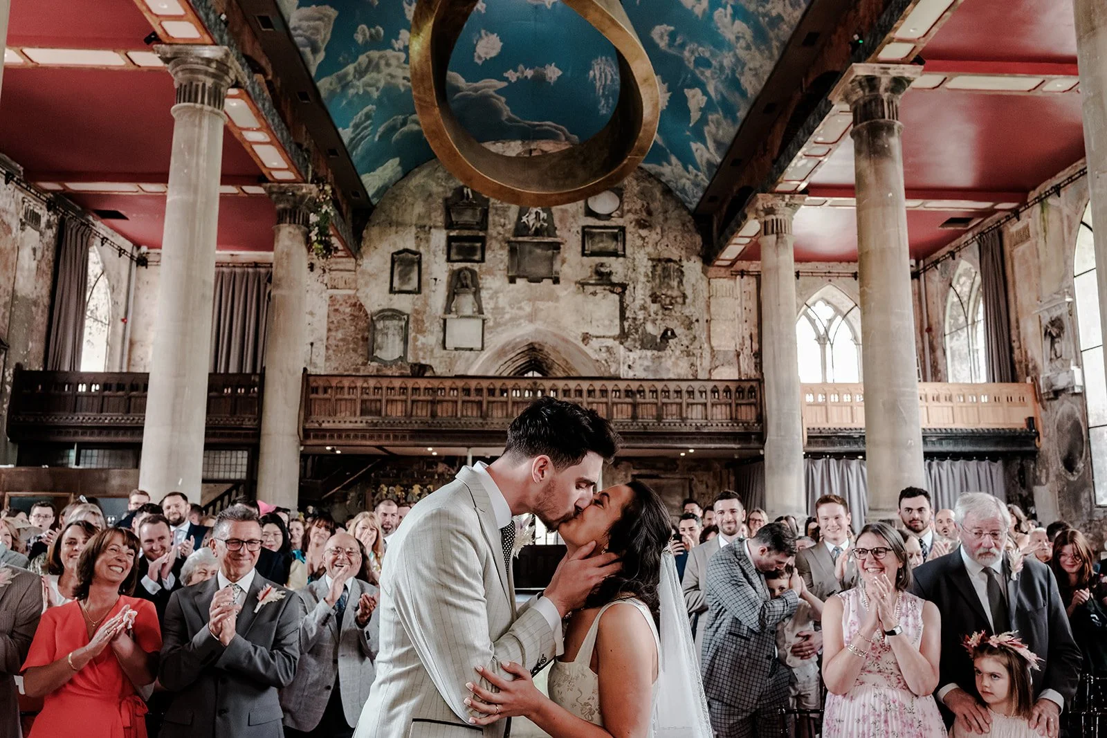 Olivia and Sam&rsquo;s first kiss under the painted ceiling at The Mount Without, Bristol