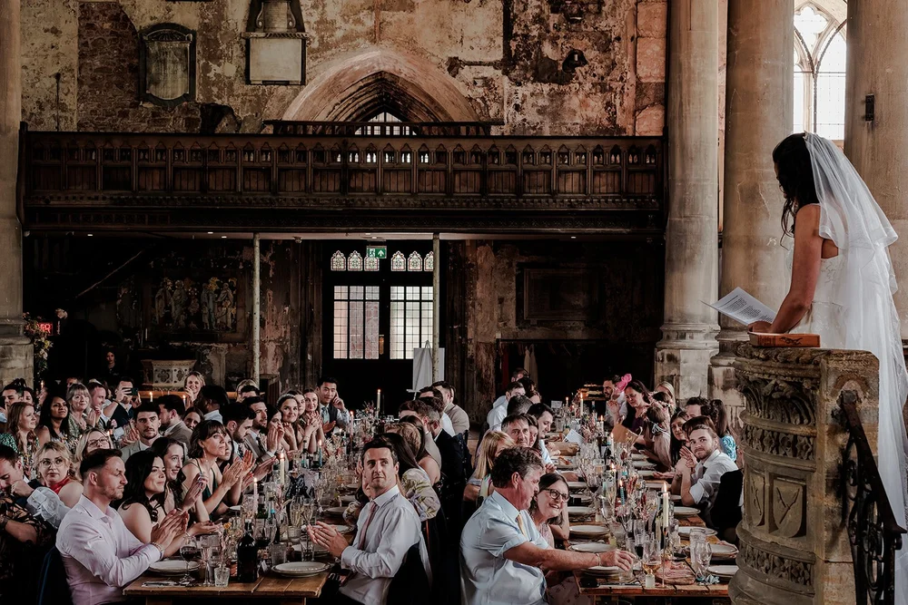 The wedding breakfast and speeches at The Mount Without, Bristol - 7