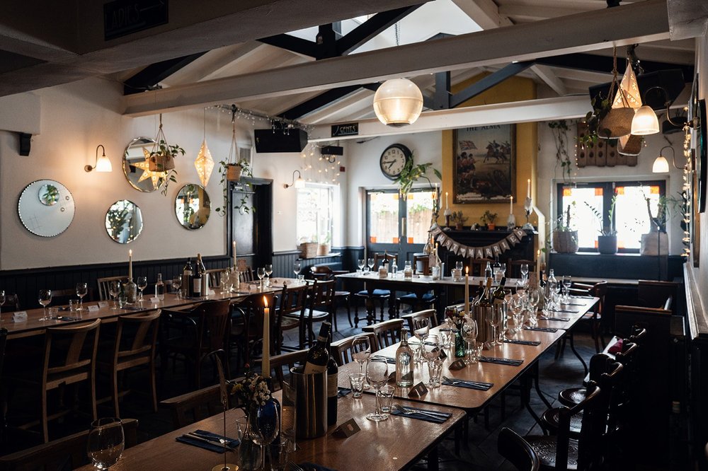 The Alma Tavern in Clifton set for a wedding breakfast, Bristol