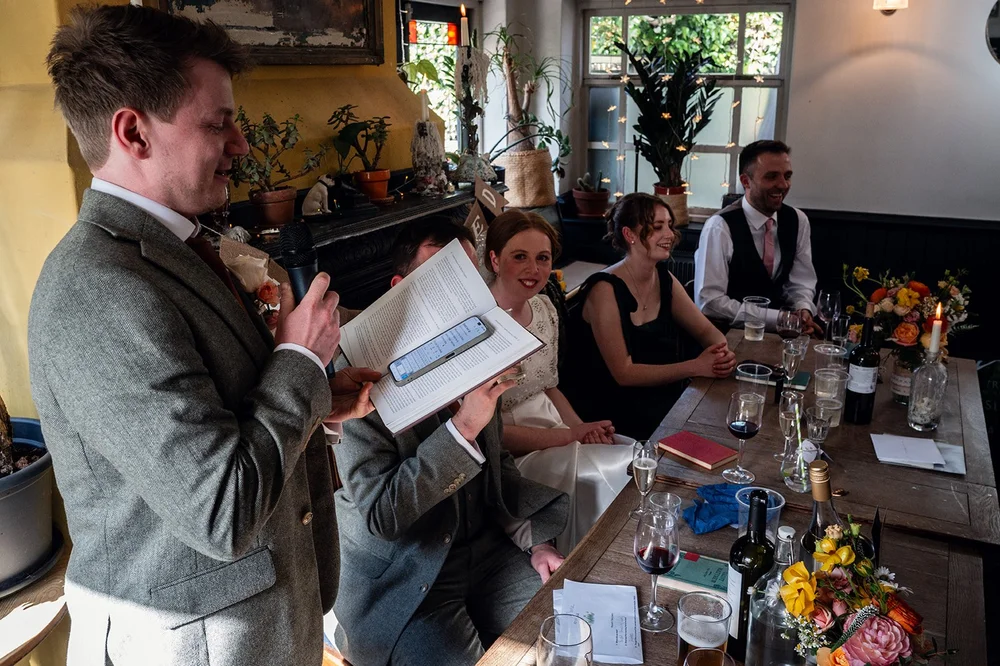A speech read from the floor at the Alma Tavern wedding breakfast