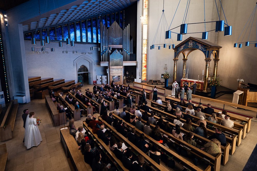 The interior of All Saints Church, Clifton, filling up before the ceremony