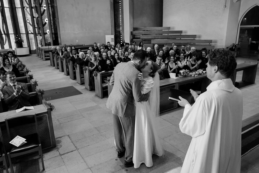 A wide view of the ceremony at All Saints Church, Clifton