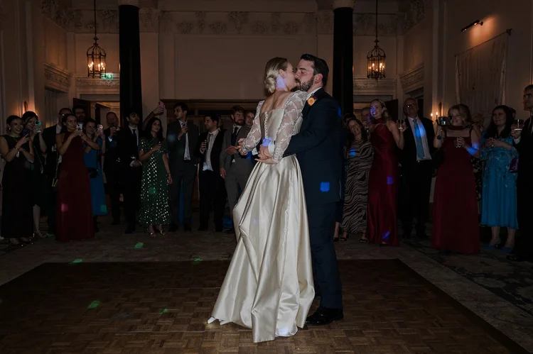 First dance surrounded by guests at a wedding at The Ned Hotel