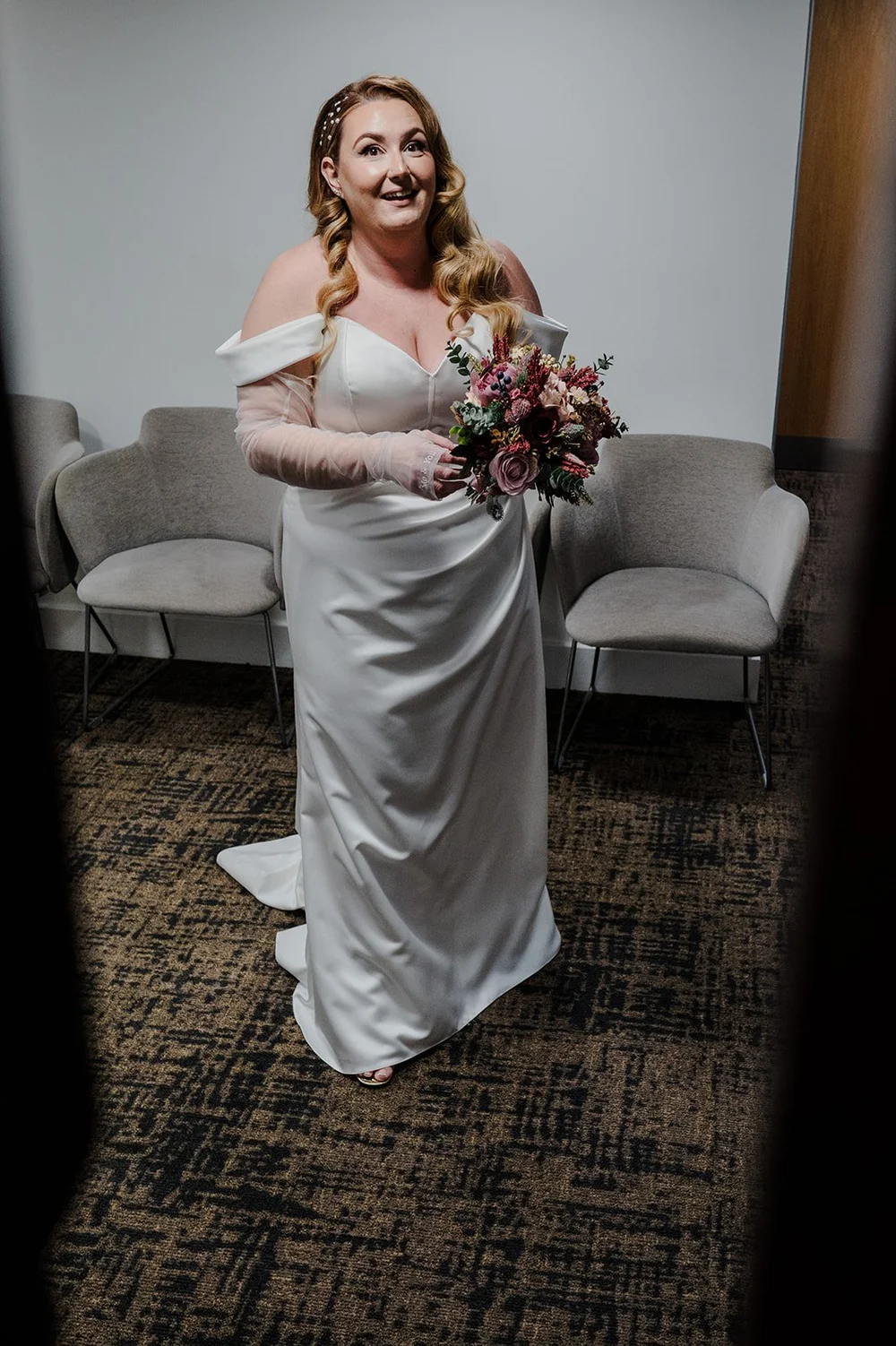Jon and Meg before their micro wedding ceremony at Chelsea Old Town Hall - 1