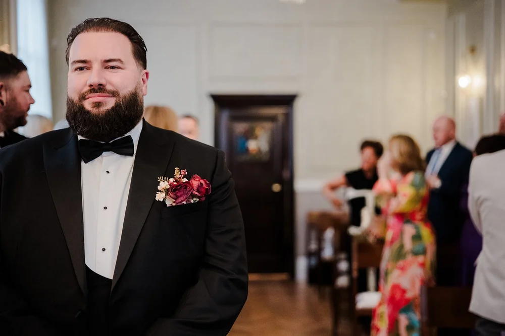 Jon and Meg before their micro wedding ceremony at Chelsea Old Town Hall - 3