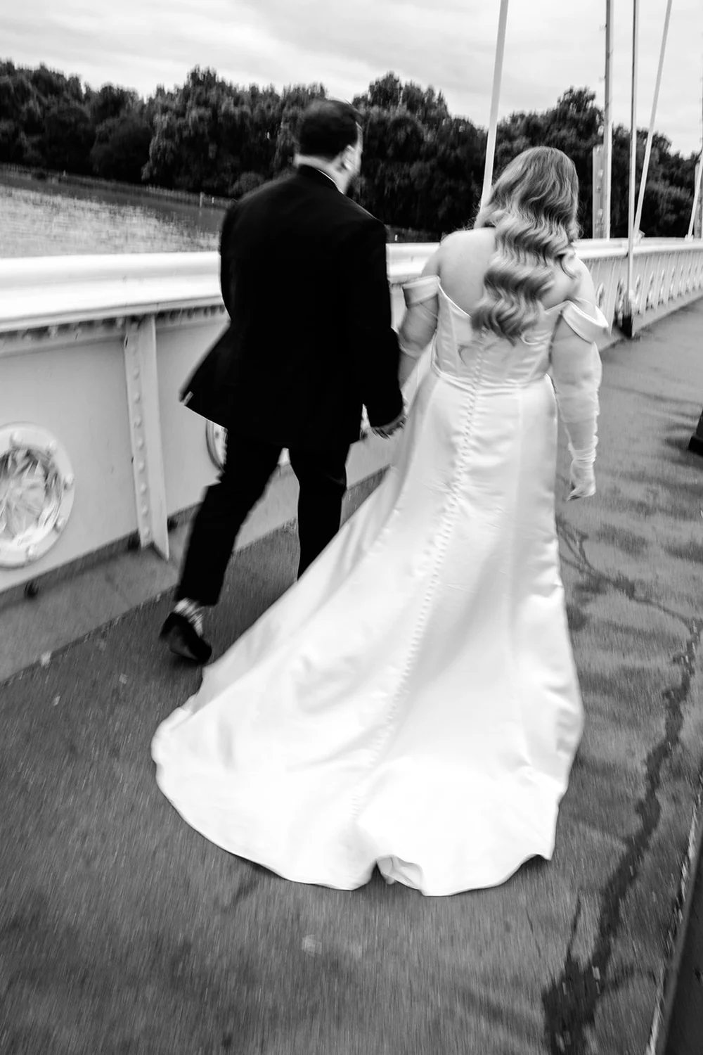 Jon and Meg by the Thames after their Chelsea Old Town Hall wedding - 1