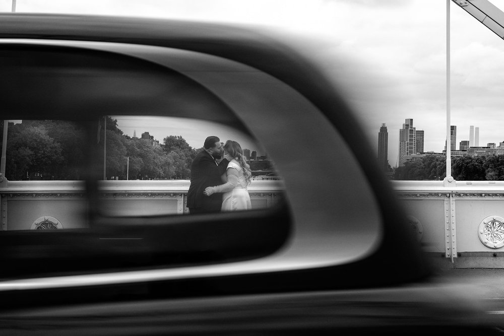 Jon and Meg by the Thames after their Chelsea Old Town Hall wedding - 3