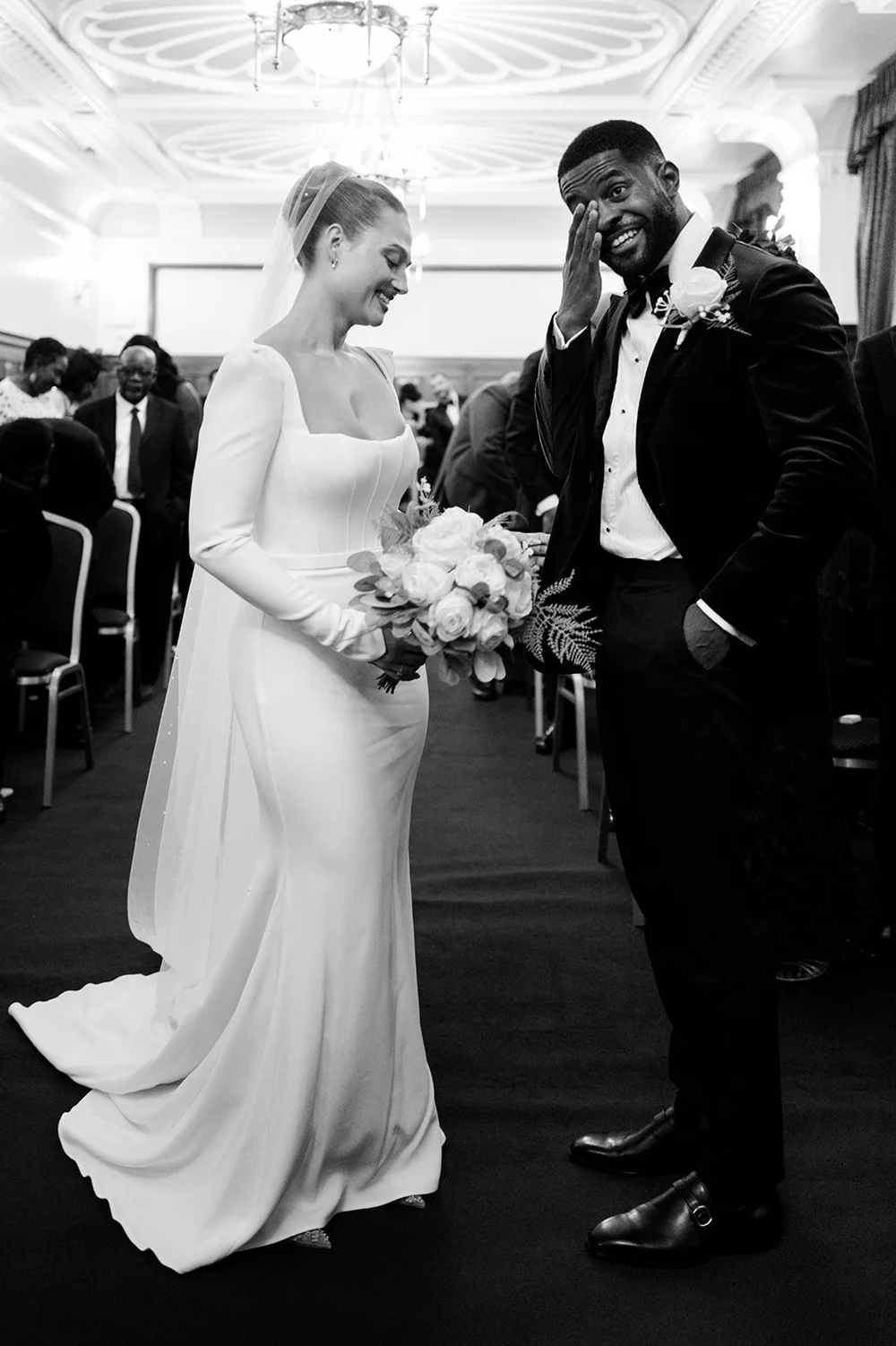 Sophie and Dan during their wedding ceremony at Islington Town Hall
