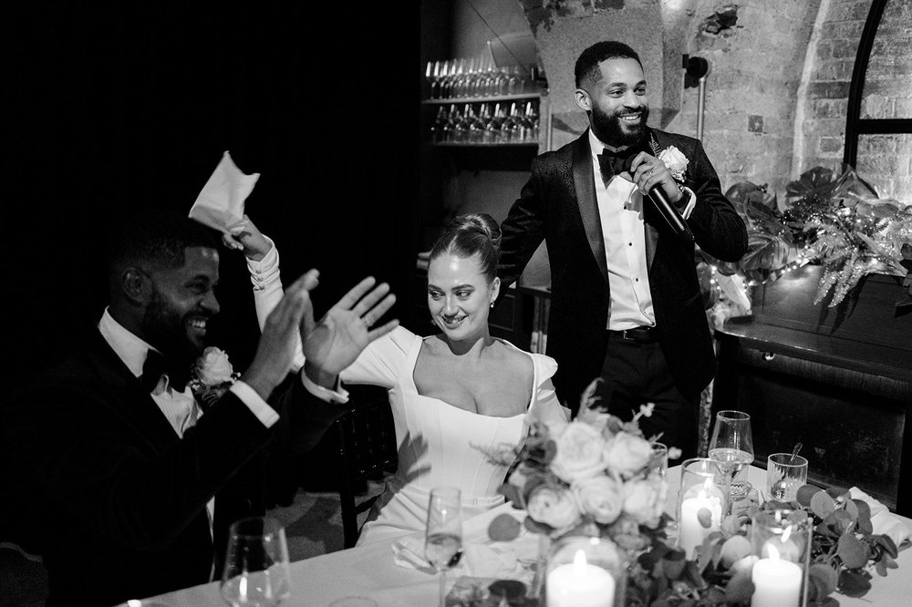 Dan giving his speech at The Libertine while Sophie laughs beside him