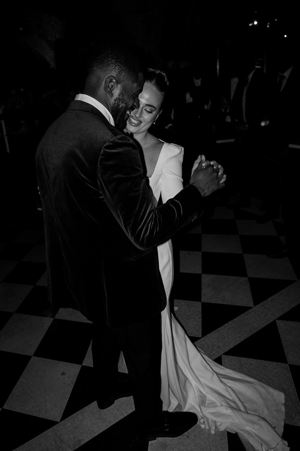 Sophie and Dan&rsquo;s first dance on the chequerboard floor at The Libertine