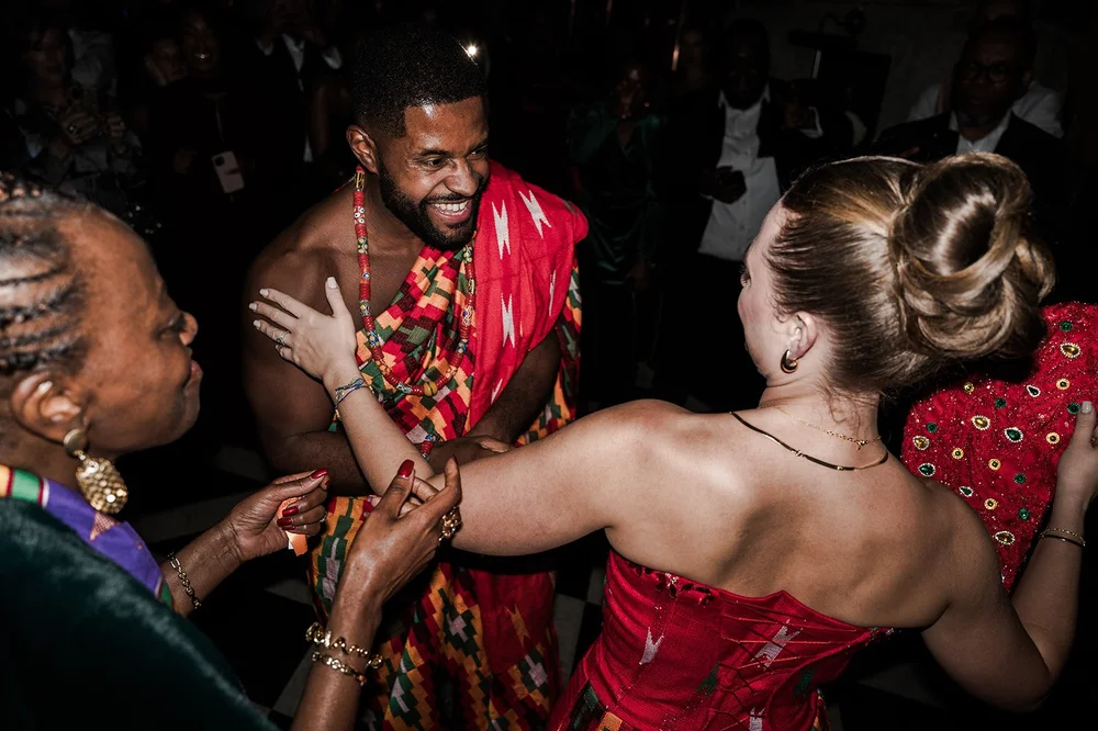 Guests dancing with Sophie and Dan after the outfit change