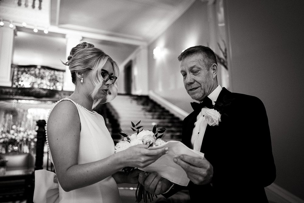 Black and white photograph of Charley and Joe in the corridor at Claridge&rsquo;s