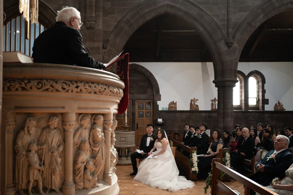 Church wedding ceremony in Liverpool before the reception at Calderstones Mansion House - 4