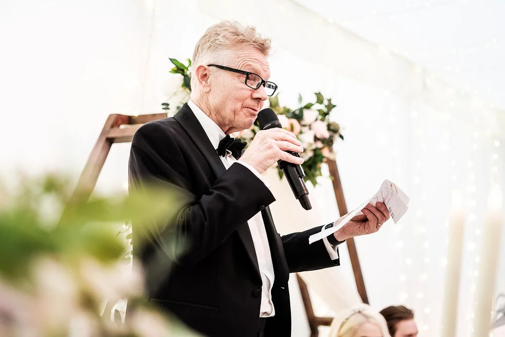 The father of the bride delivering his speech