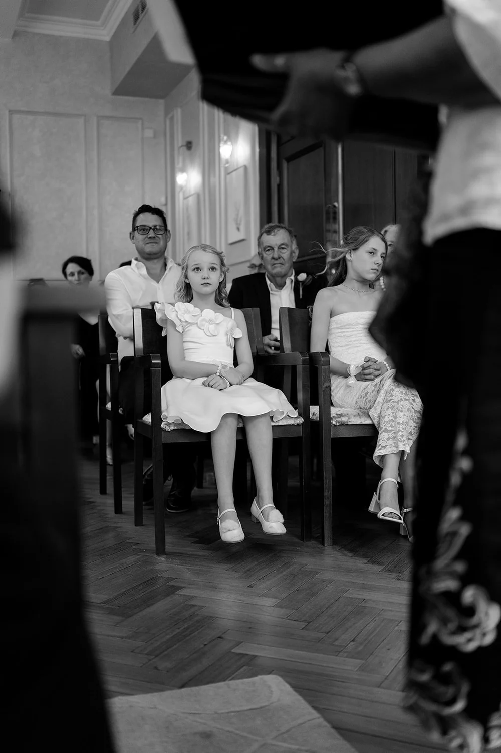 Elisa and Greg standing together during their Brydon Room ceremony at Chelsea Old Town Hall