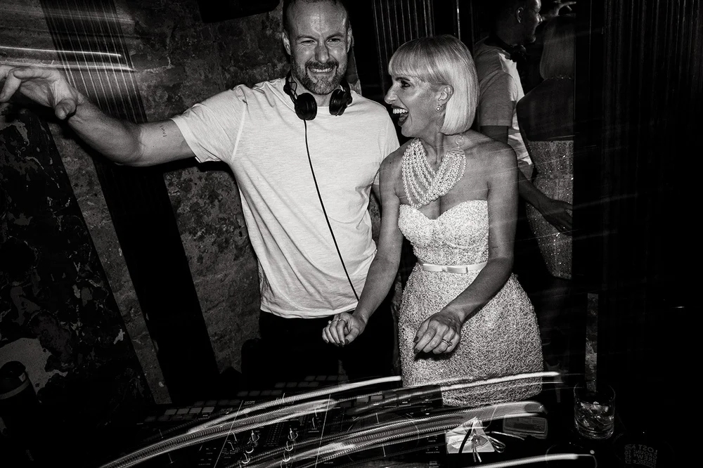 Guests on the dance floor at Elisa and Greg's Brunswick House wedding
