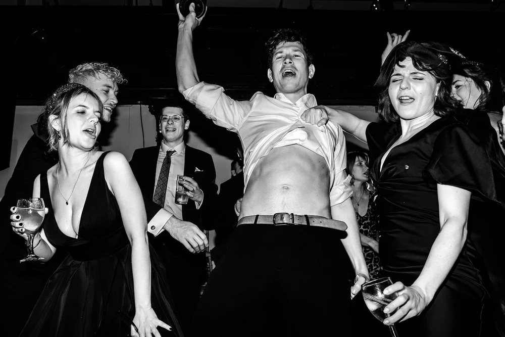 A packed dance floor at a Fabrica Brighton wedding