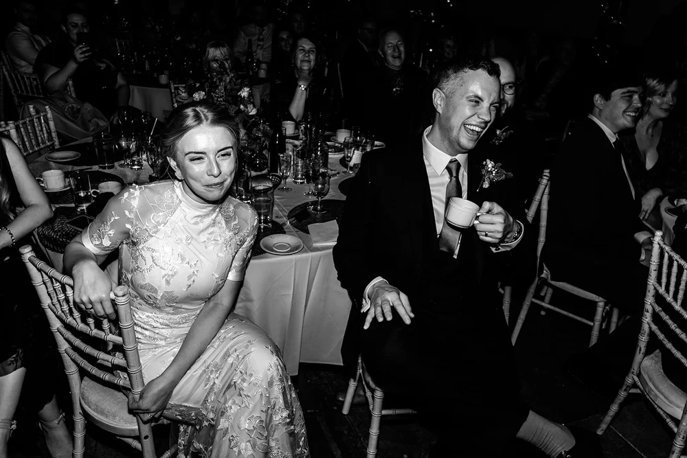 Grace reacting during the wedding speeches