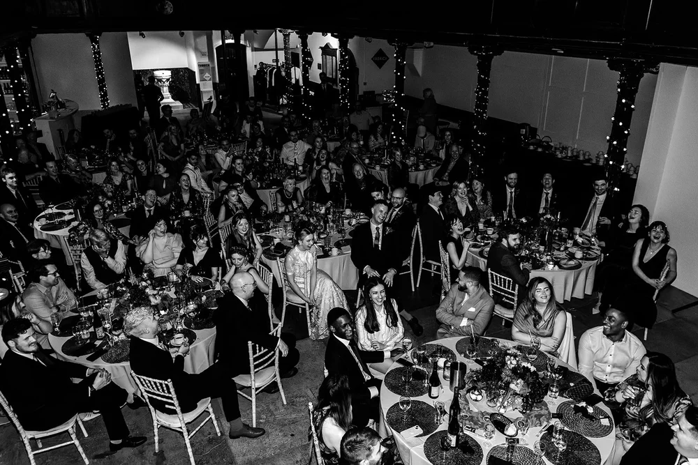 The wedding breakfast at Fabrica Brighton during the speeches