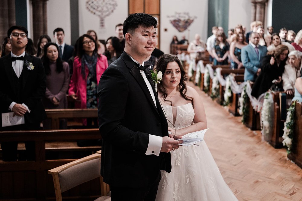 Luisa and Ray at the altar of St Anne&rsquo;s Church, Old Swan