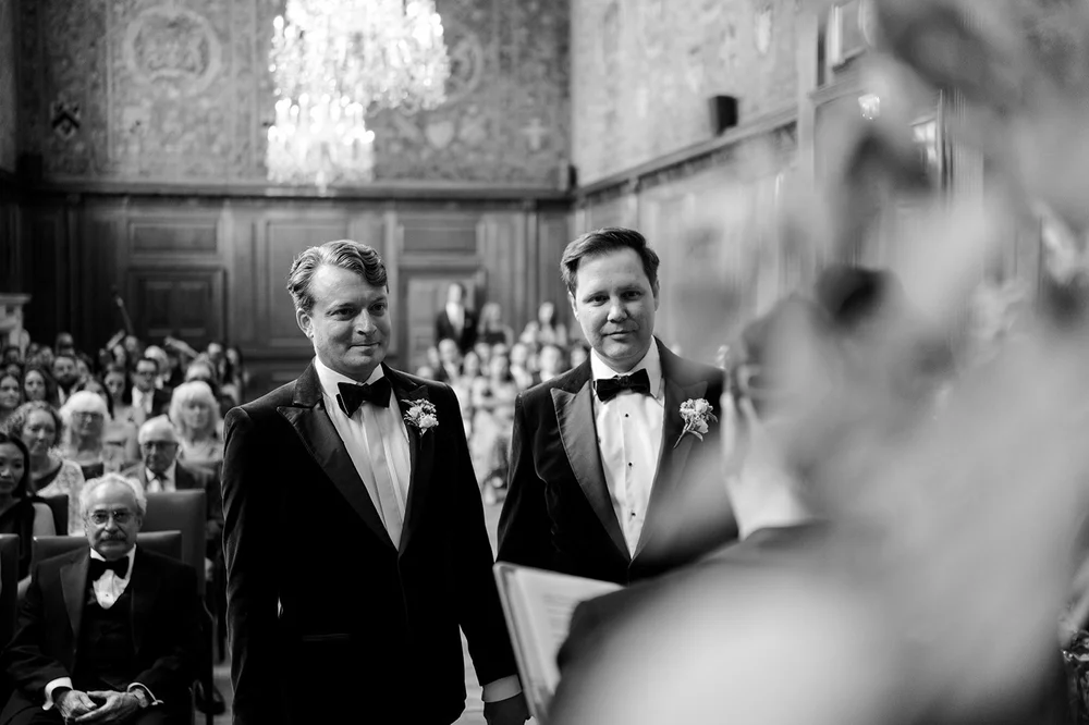 Julian and Josh's wedding ceremony in the Tapestry Room at The Ned - 4