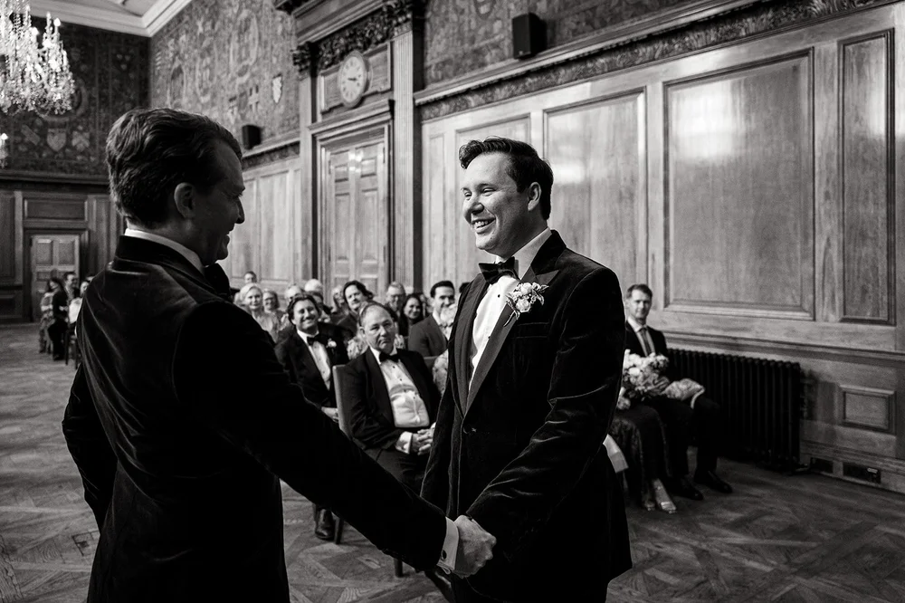Julian and Josh's wedding ceremony in the Tapestry Room at The Ned - 6