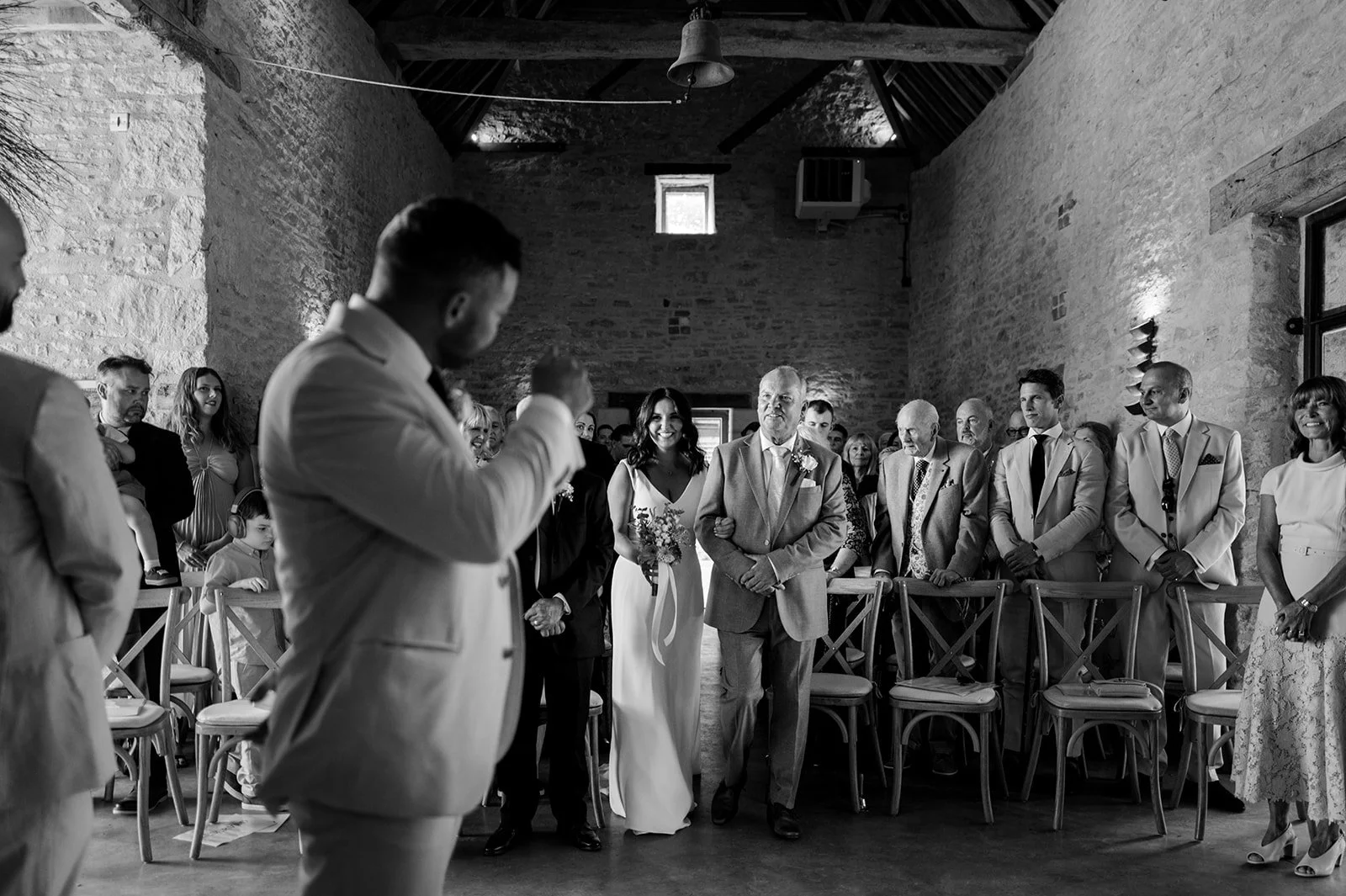 Jimmy and Sophie's wedding ceremony in the barn at Copsegrove Farm - 2