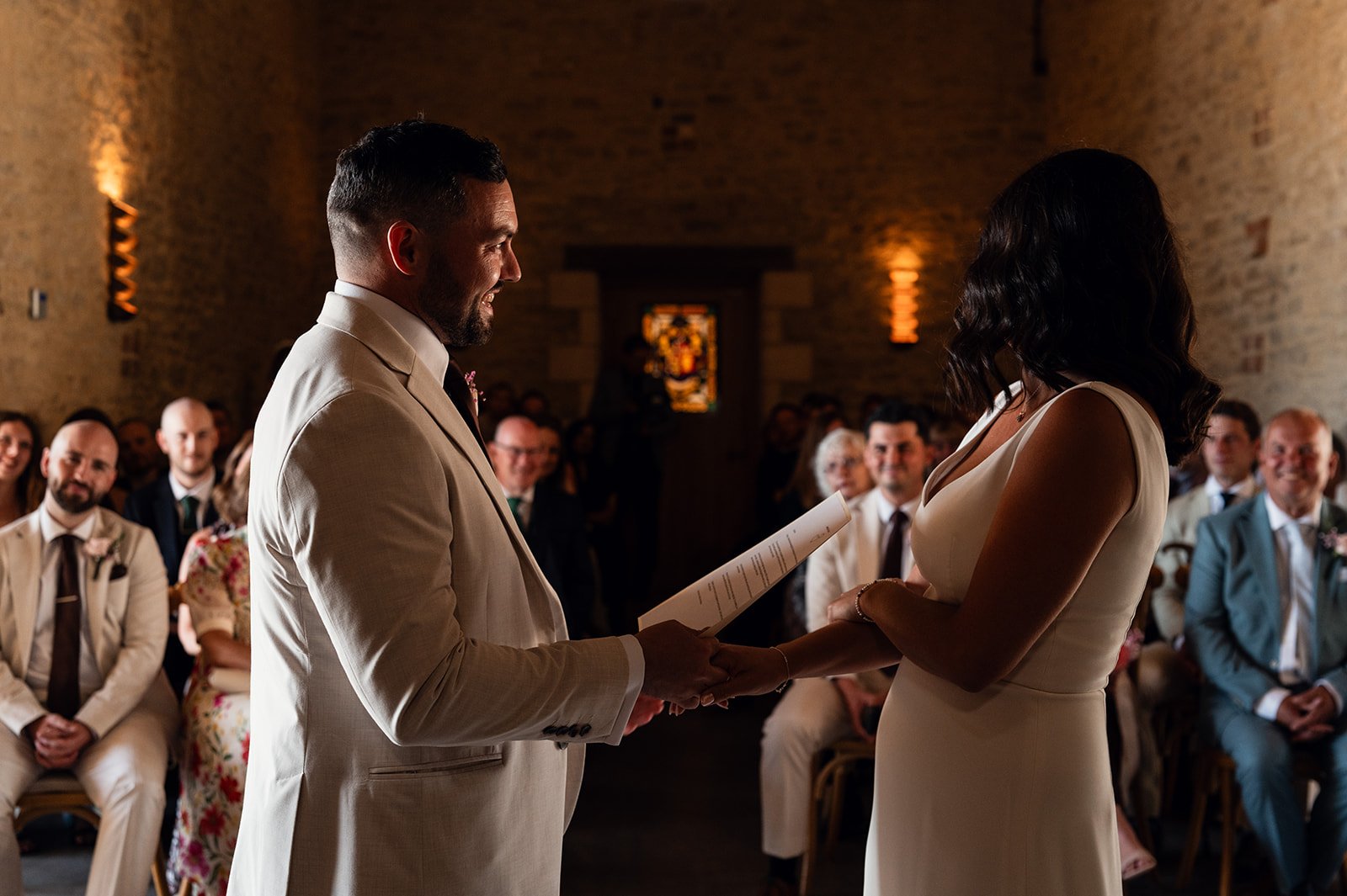 Jimmy and Sophie's wedding ceremony in the barn at Copsegrove Farm - 5