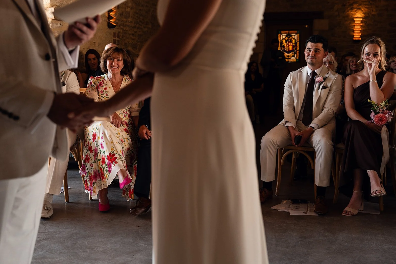 Jimmy and Sophie's wedding ceremony in the barn at Copsegrove Farm - 6