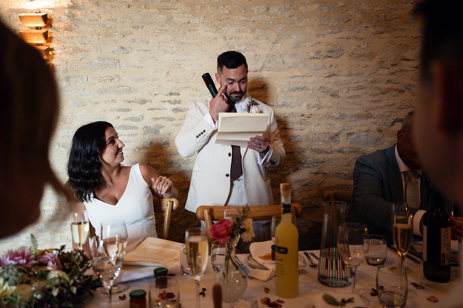 Wedding breakfast and speeches in the barn at Copsegrove Farm - 10