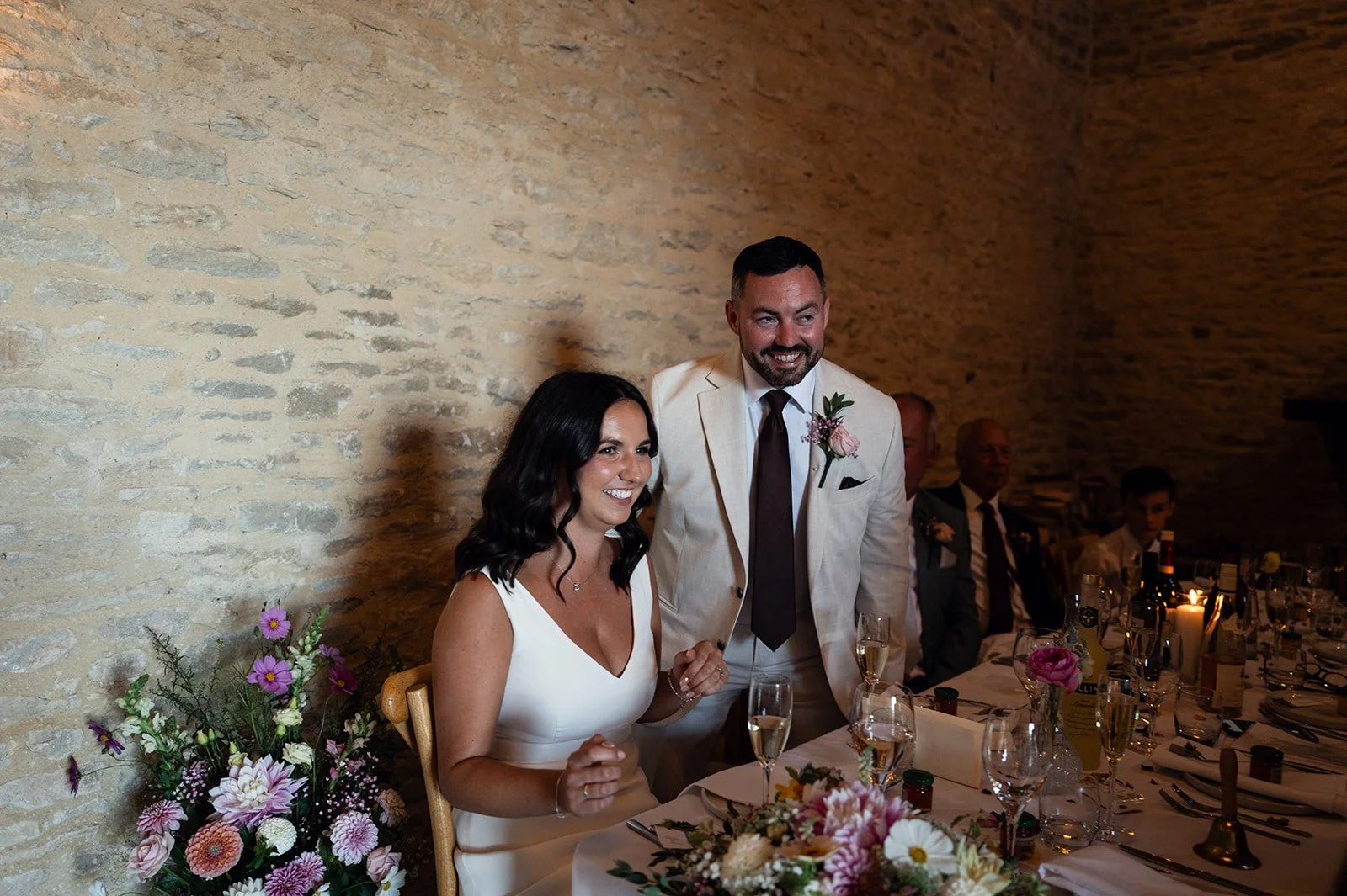 Wedding breakfast and speeches in the barn at Copsegrove Farm - 14
