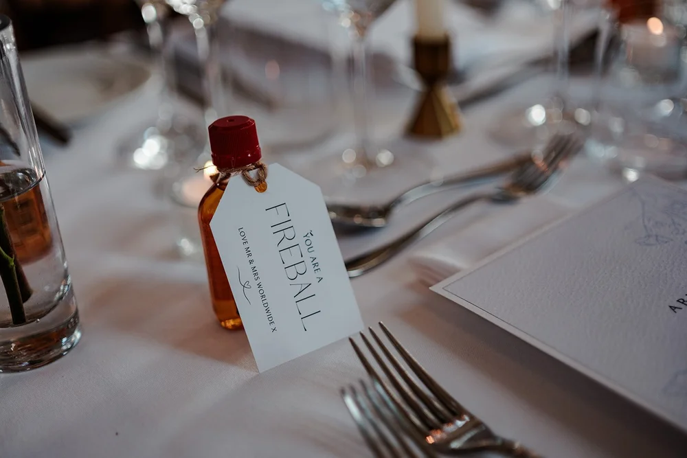 A place setting at the Limekiln wedding breakfast