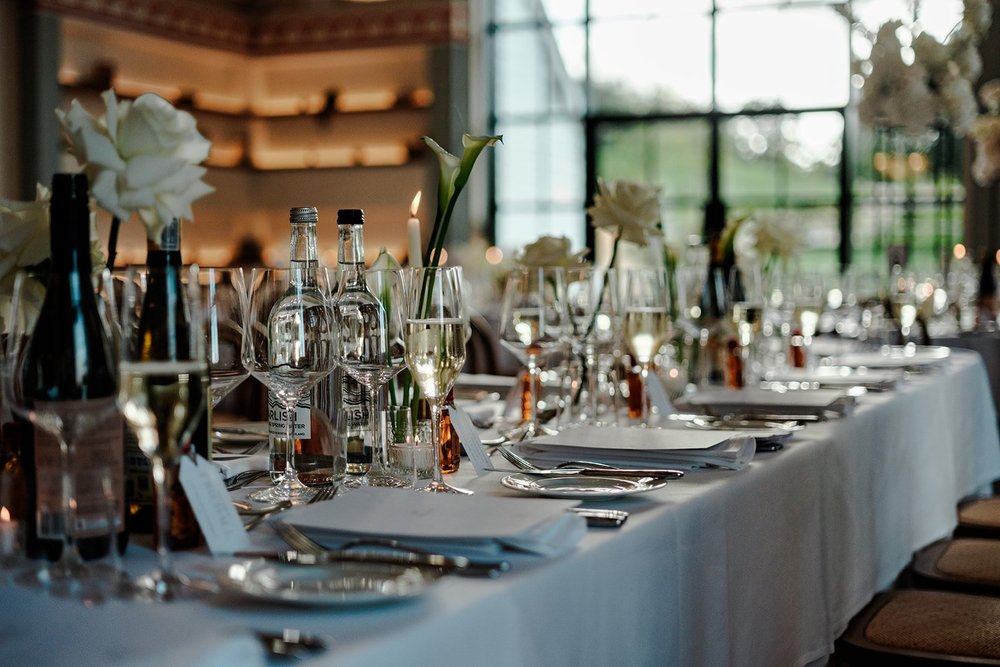Table details at the Limekiln wedding breakfast, East Sussex