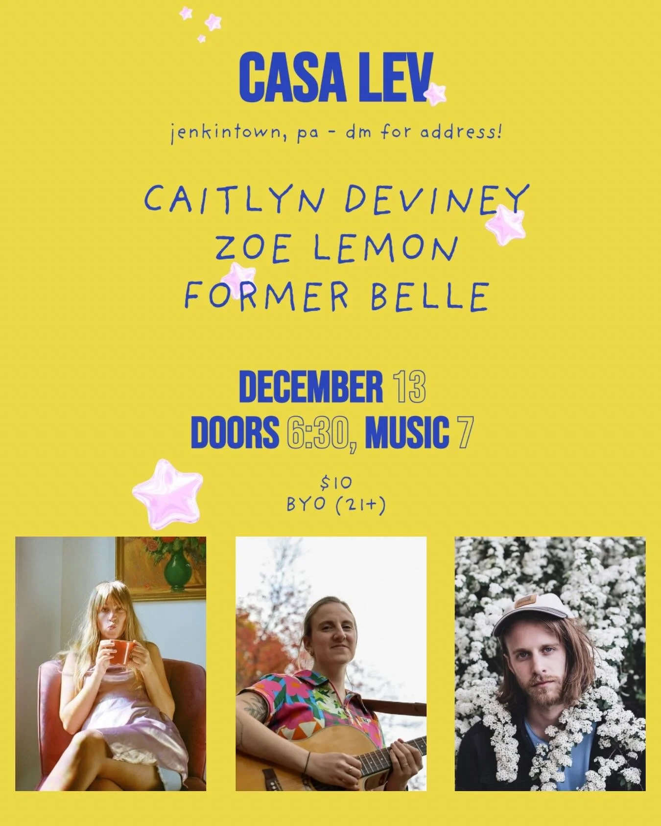 ❄️ december 13! cozy house show in Jenkintown. 🏠 DM for address. cooking up a fun setlist with @breeze_studio_pa. 🎵 can&rsquo;t wait to share it with these talented folks @formerbelle &amp; @zoh_notzoey &hellip;and have the house &amp; hospitality 