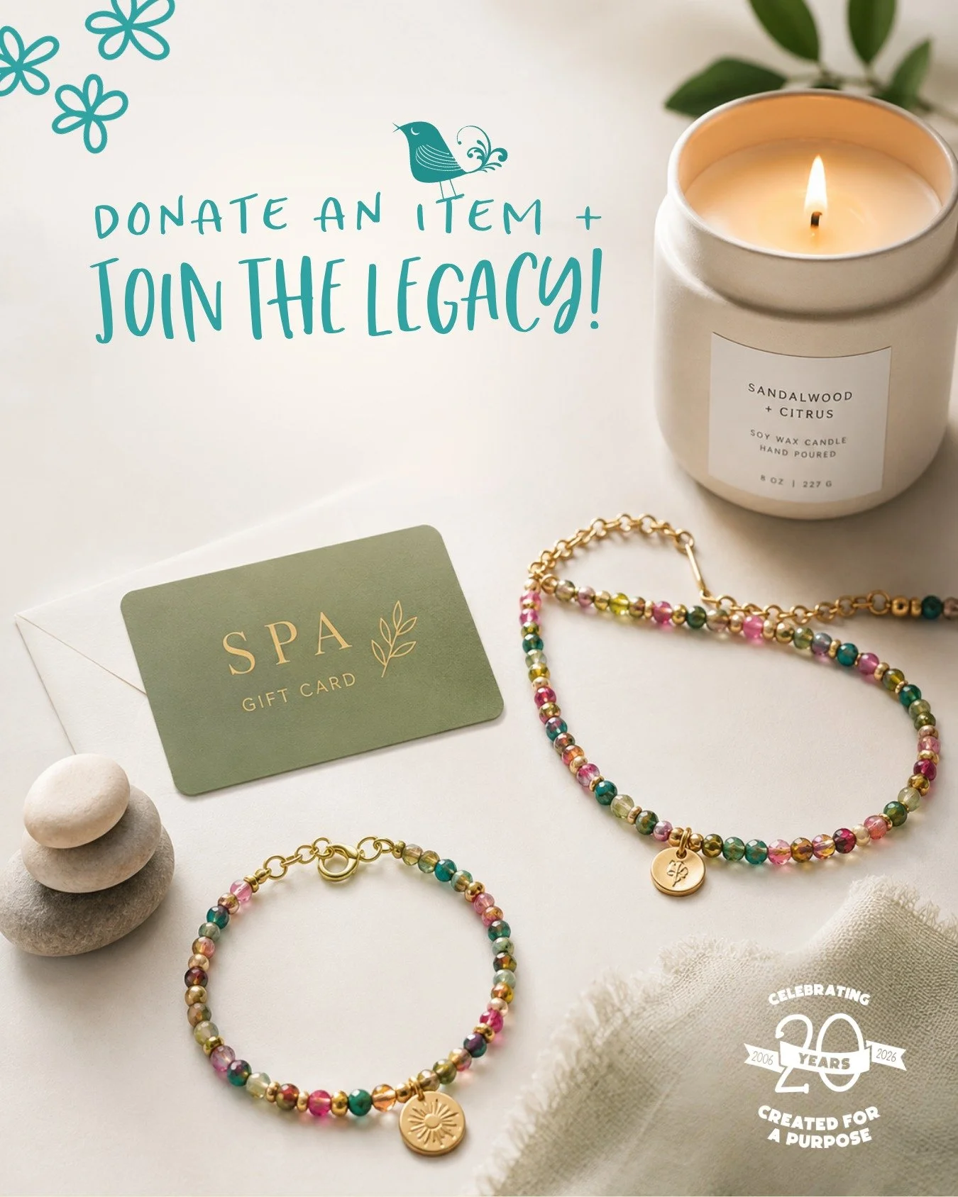 Do you have a "Masterpiece" you&rsquo;d like to share? 🎨✨

As we celebrate 20 years of Created for a Purpose, we are gathering an incredible collection of items for our 20th anniversary celebration on Friday, August 8.

We are looking for 