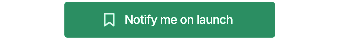 Kickstarter green button with white text reading 'Notify me on launch' and a bookmark icon on the left.