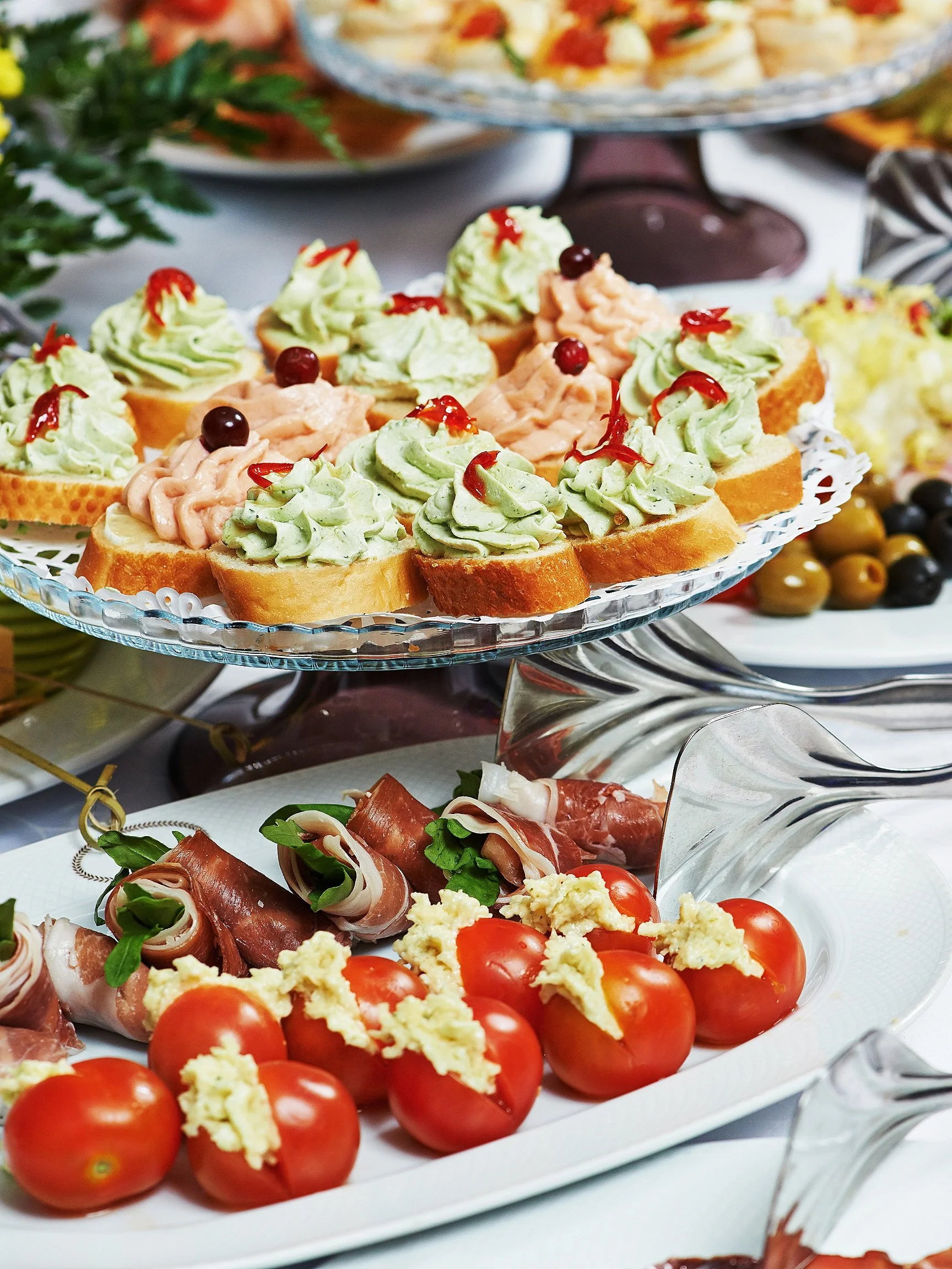 Variety of catered foods