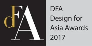 Logo for DFA Design for Asia Awards 2017, featuring the letters 'd', 'F', and 'A' on a black background and text on a gray background.