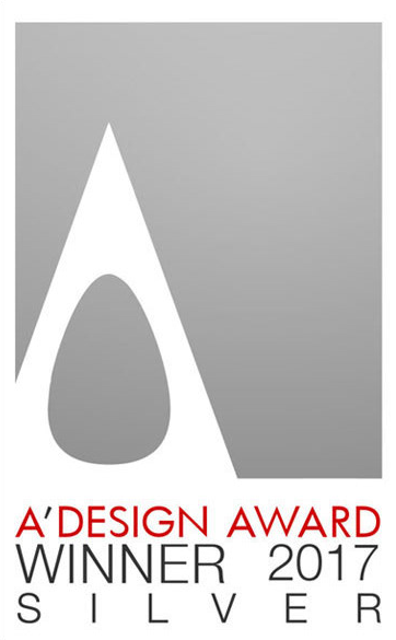 A'Design Award Silver Winner 2017 logo with large stylized letter 'A'