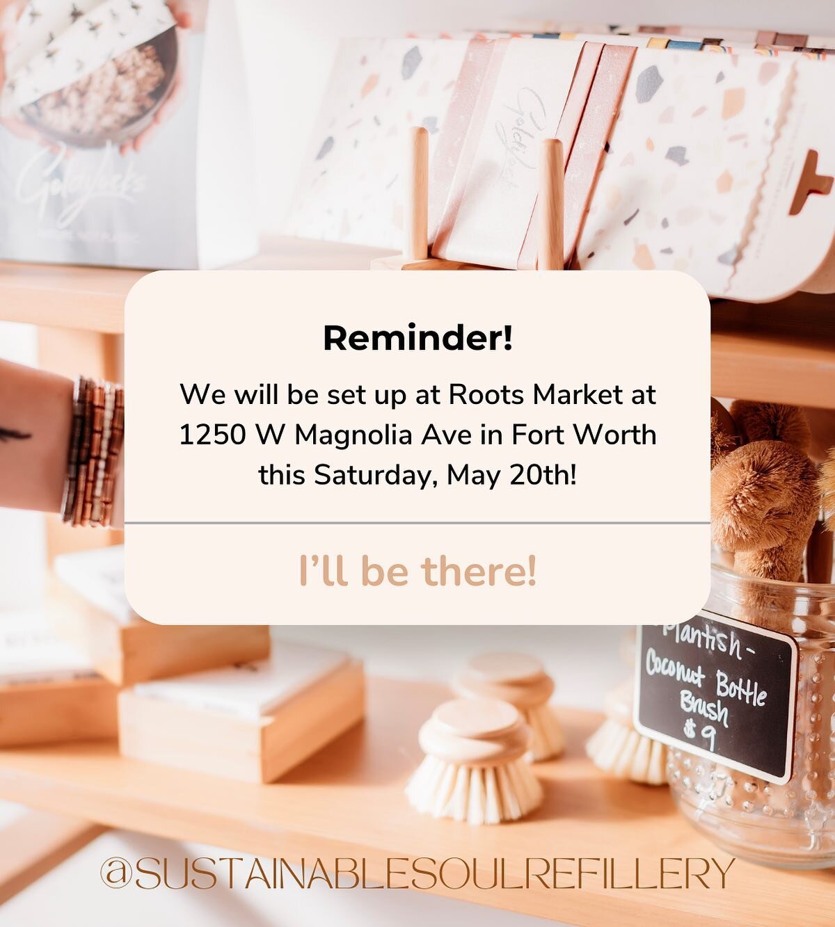 Local to Fort Worth? Come check out our pop up at @rootsmarketsftw this Saturday from 10am-2pm! It will be a perfect day to sip, shop &amp; snack ☀️